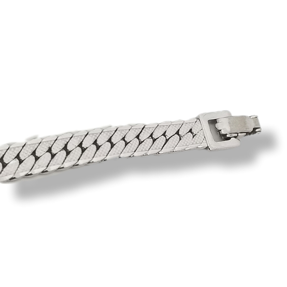 MONET 1960s SILVERPLATED HERRINGBONE CHAIN BRACELET - Picture 6 of 8